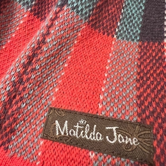 Matilda Jane plaid Cardigan Sweater w/fringe detail size medium - Picture 8 of 9
